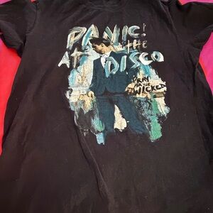 Tultex Black Graphic Crewneck Tee with Small Blue Logo
